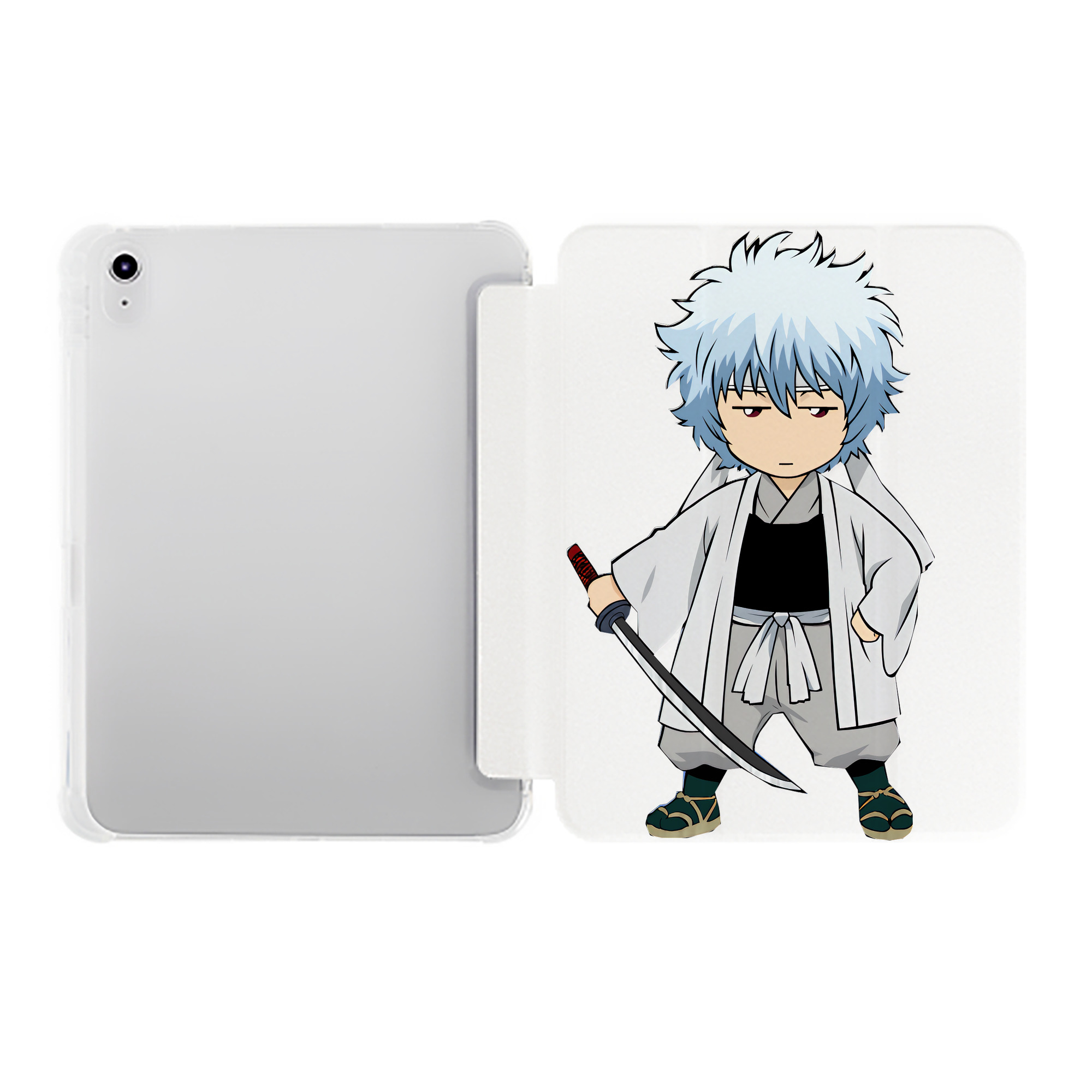 （画像用） ぎんたま 坂田銀時（さかたぎんとき） 神楽 志村新八（しむら しんぱち） GINTAMA Sakata Gintoki Kagura Shimura Shinpachi IPad ケース ペン収納付き 三つ折りスタンド PUレザー×シリコン 対応機種9.5/10.5/10.9インチ